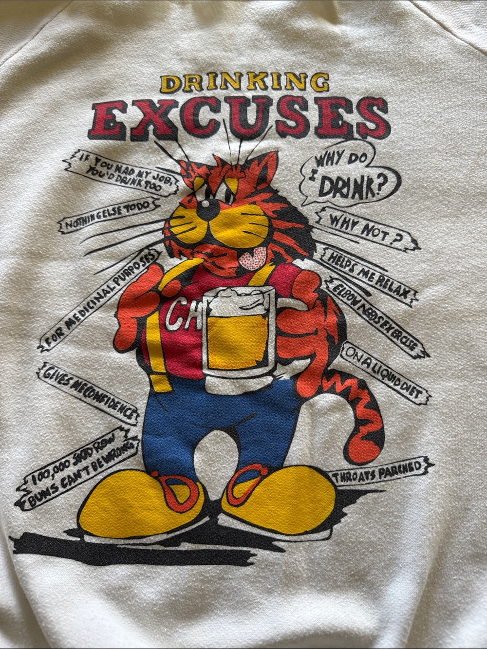 White Graphic 'Drinking Excuses' Men's Sweatshirt - Picture 2 of 3